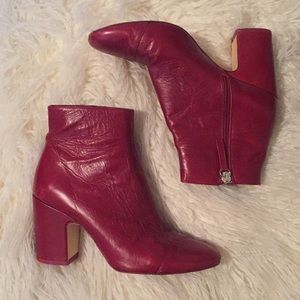Zara Red Leather Booties